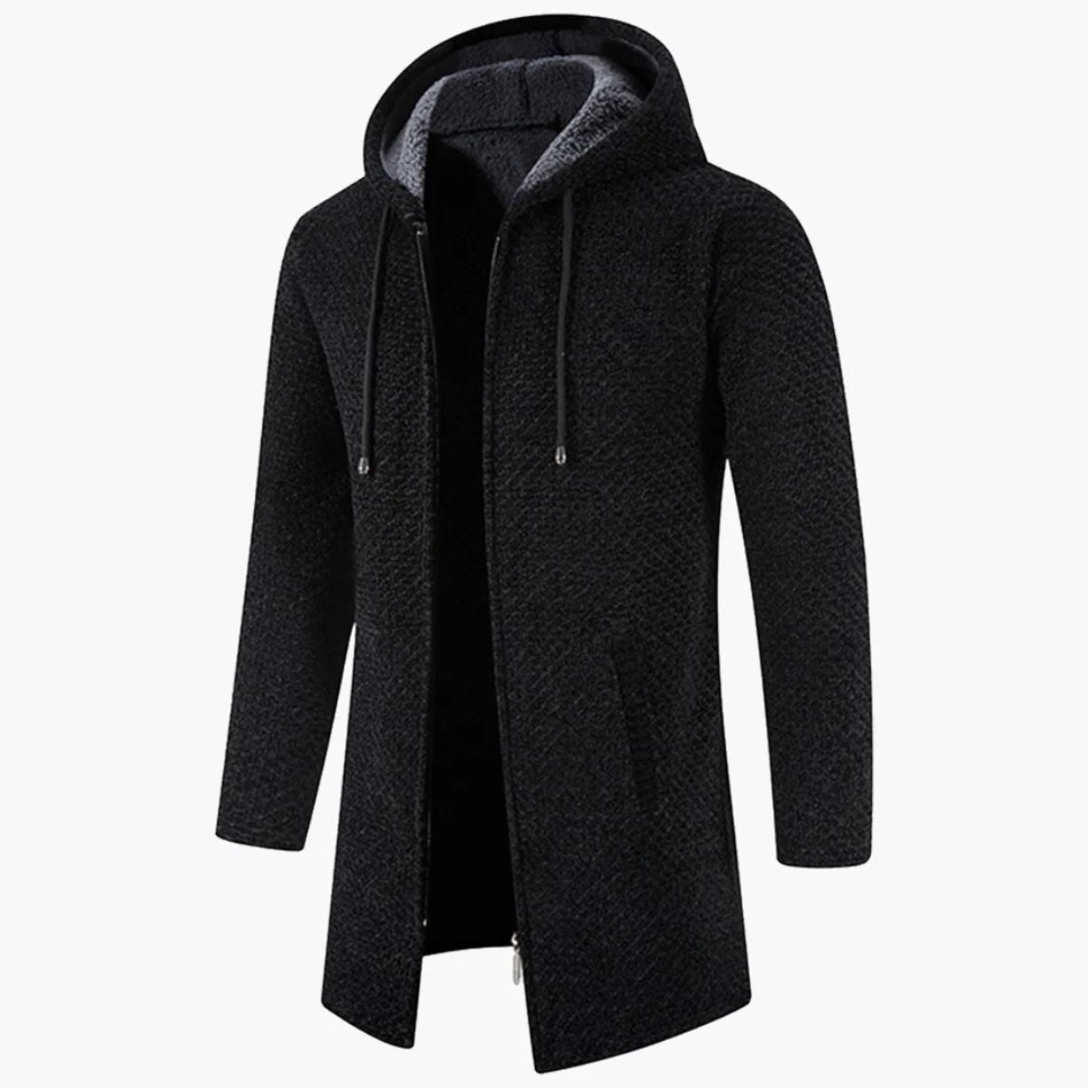 VogeLuxe | Men’s Long-Line Hooded Cardigan 5