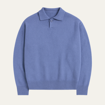 VogeLuxe | Men’s Long-Sleeve Knit Polo Shirt 1