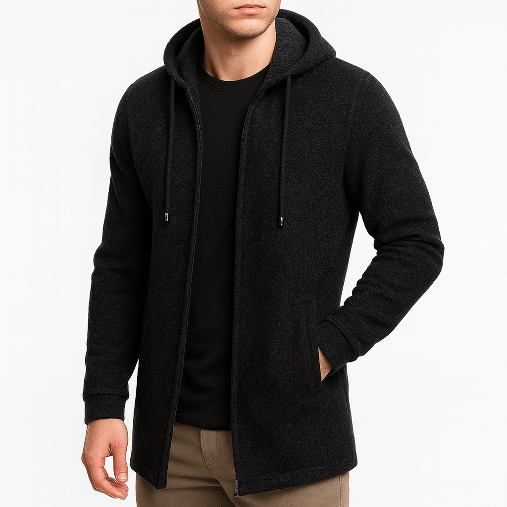 VogeLuxe | Men’s Long Hooded Cardigan Sweater 1