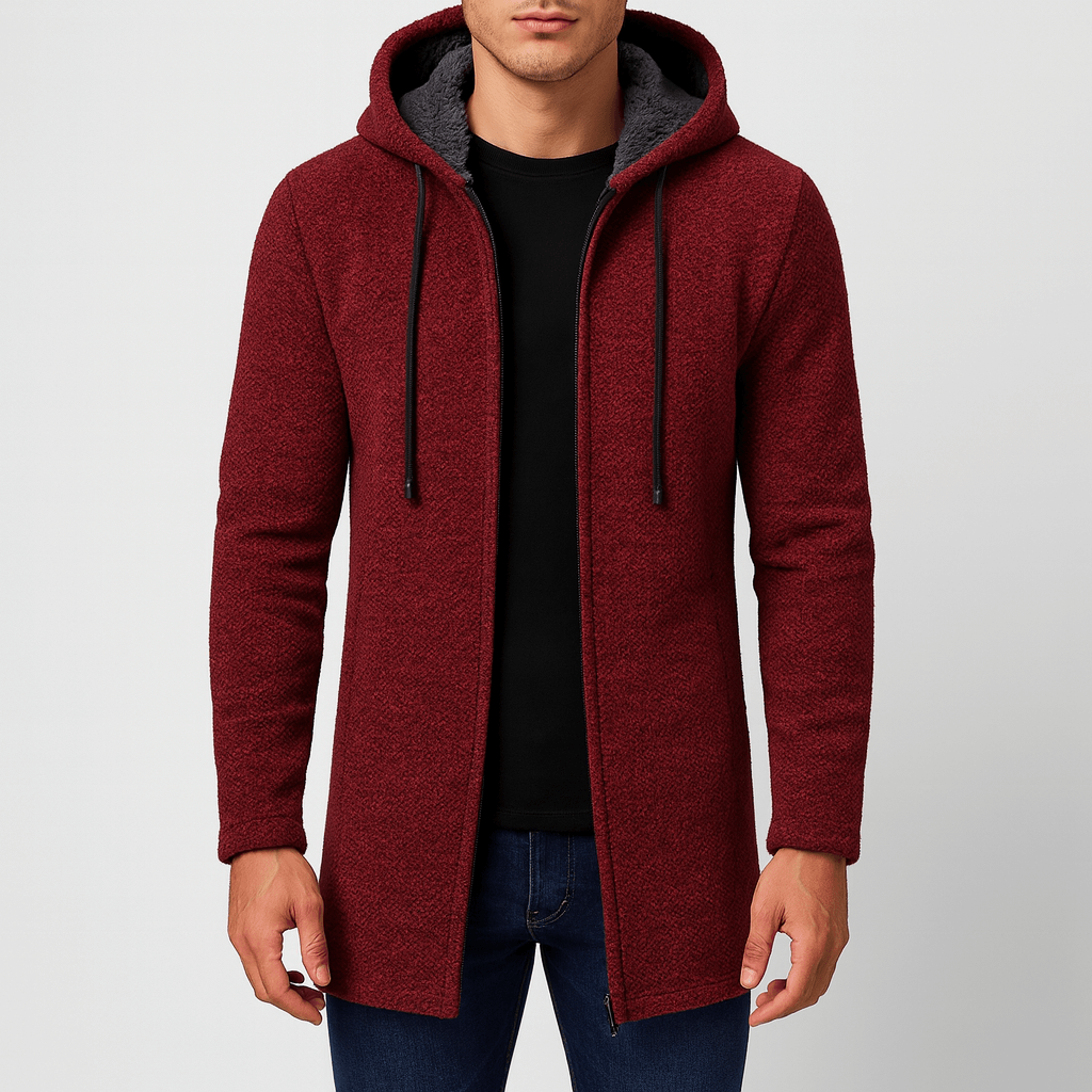 VogeLuxe | Men’s Long Hooded Cardigan Sweater 2
