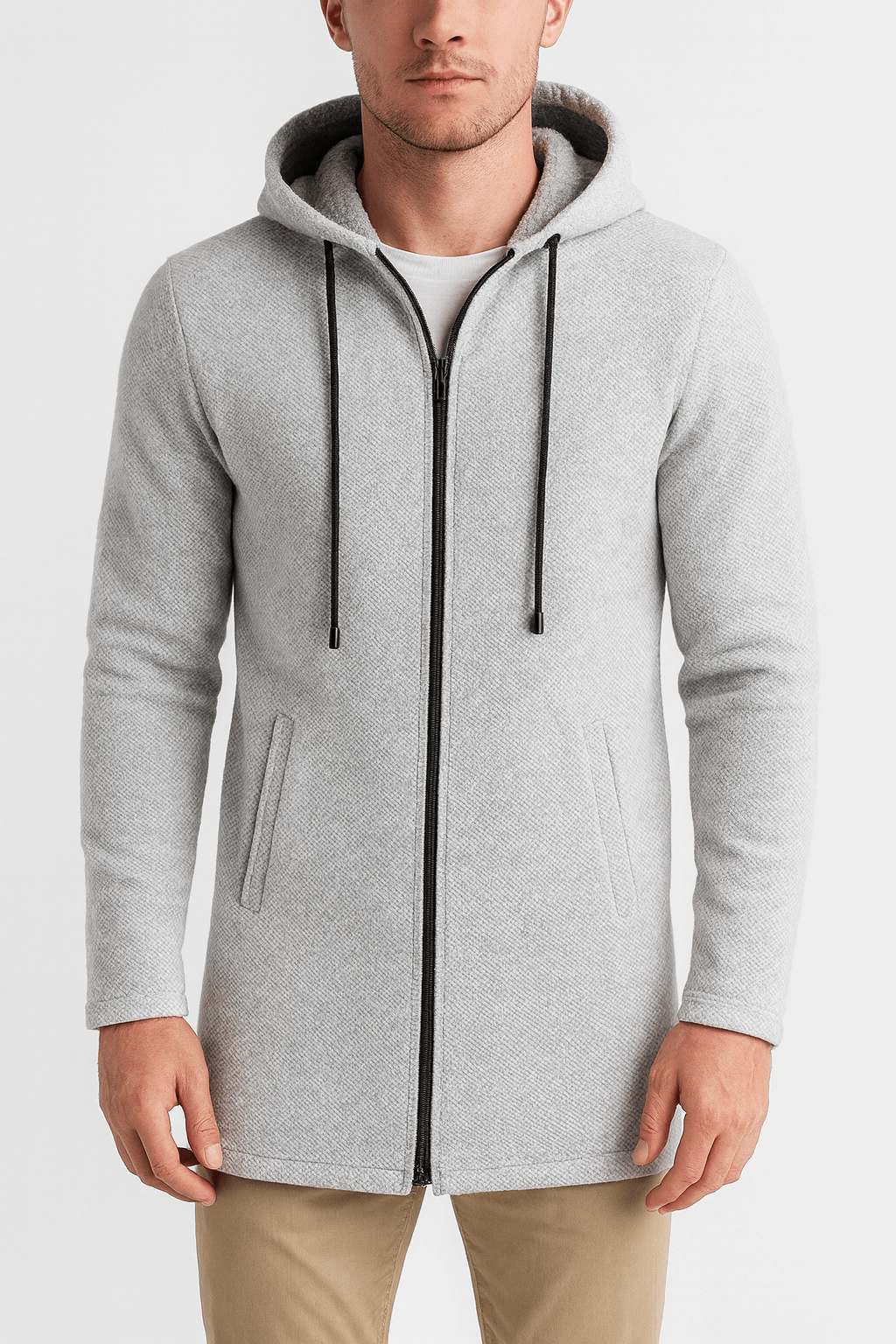 VogeLuxe | Men’s Long Hooded Cardigan Sweater 3