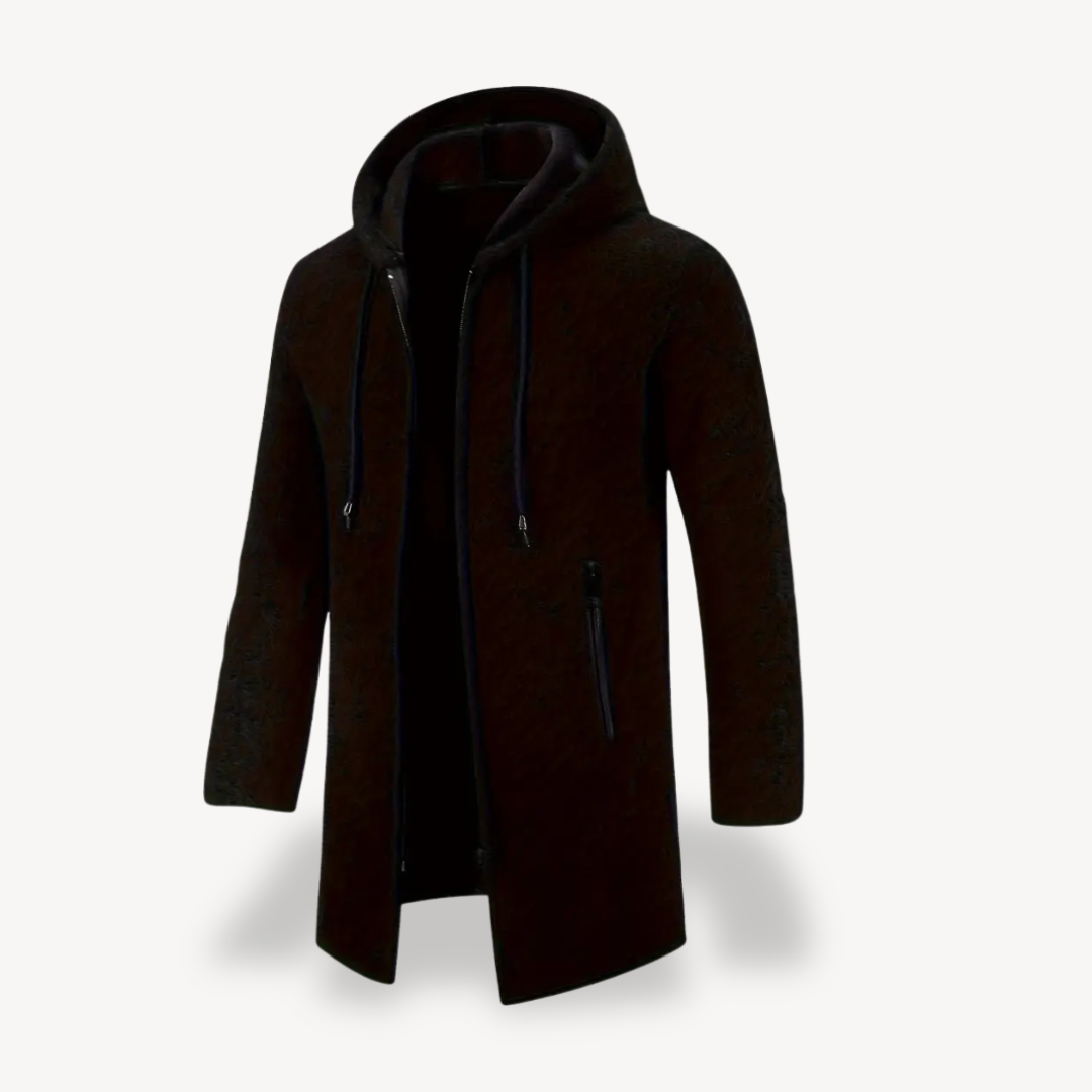 VogeLuxe | Men’s Long Hooded Fleece Coat 0