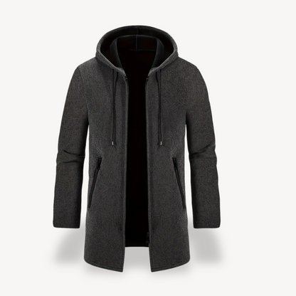 VogeLuxe | Men’s Long Hooded Fleece Coat 1