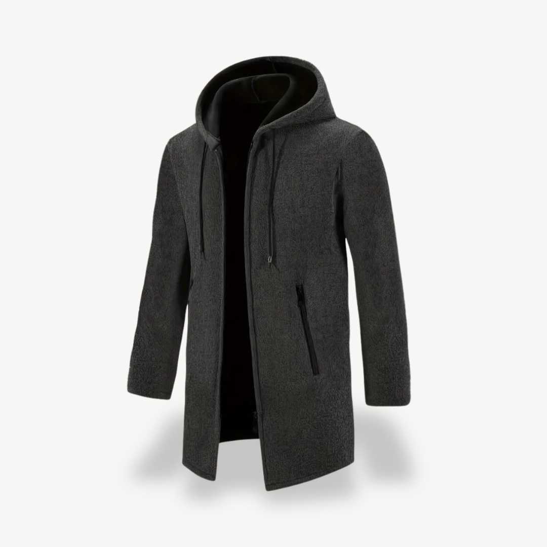 VogeLuxe | Men’s Long Hooded Fleece Coat 2