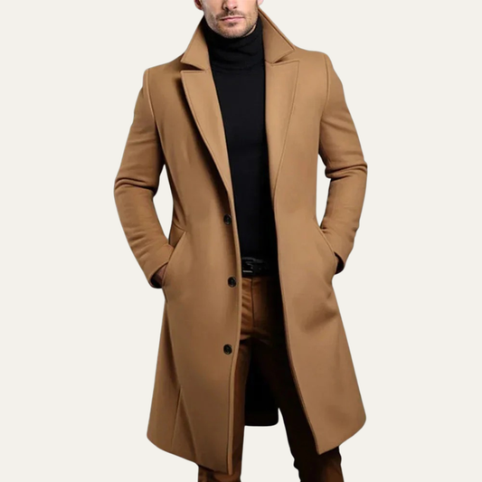 VogeLuxe | Men’s Long Tailored Three-Button Overcoat 0