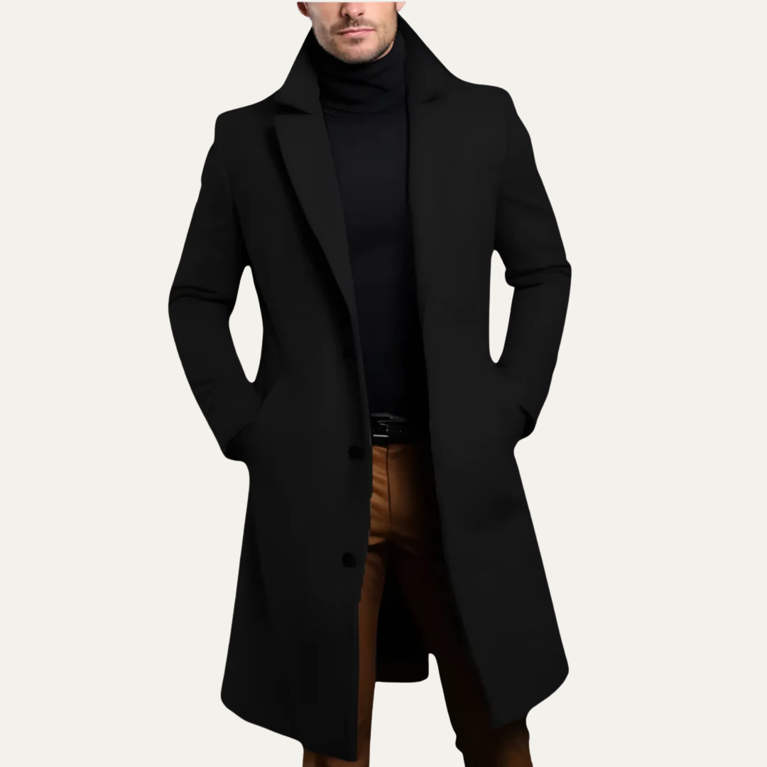 VogeLuxe | Men’s Long Tailored Three-Button Overcoat 1