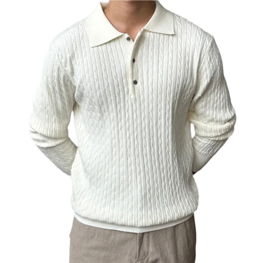 VogeLuxe | Men’s Luxury Knit Polo Long Sleeve Shirt 0
