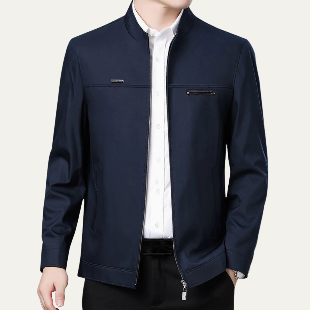 VogeLuxe | Men’s Mandarin Collar Casual Jacket 1