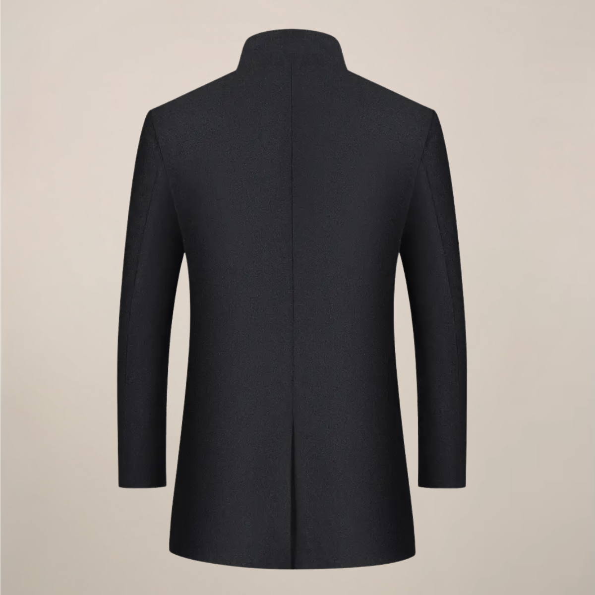 VogeLuxe | Men’s Mandarin Collar Mid-Length Overcoat 1