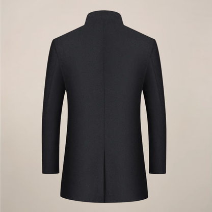 VogeLuxe | Men’s Mandarin Collar Mid-Length Overcoat 1