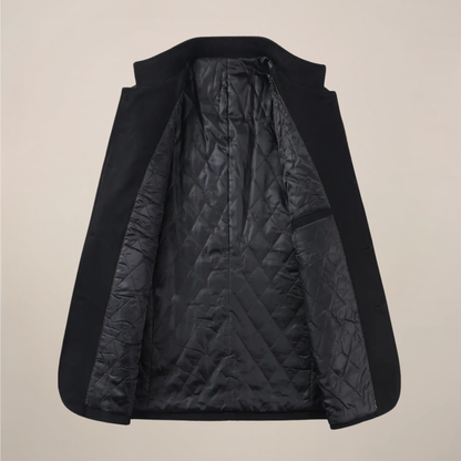 VogeLuxe | Men’s Mandarin Collar Mid-Length Overcoat 2