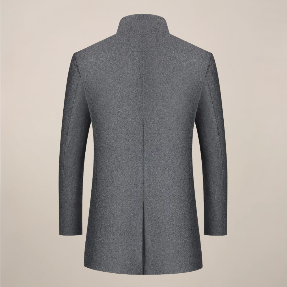 VogeLuxe | Men’s Mandarin Collar Mid-Length Overcoat 5