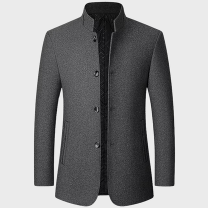 VogeLuxe | Men’s Mandarin Collar Quilted-Lining Tailored Coat 0