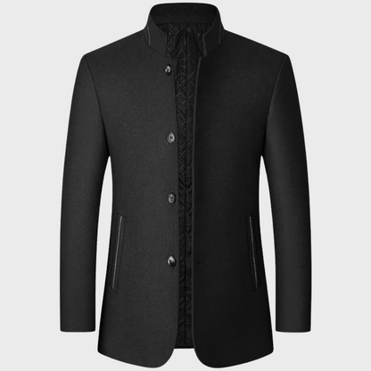 VogeLuxe | Men’s Mandarin Collar Quilted-Lining Tailored Coat 1