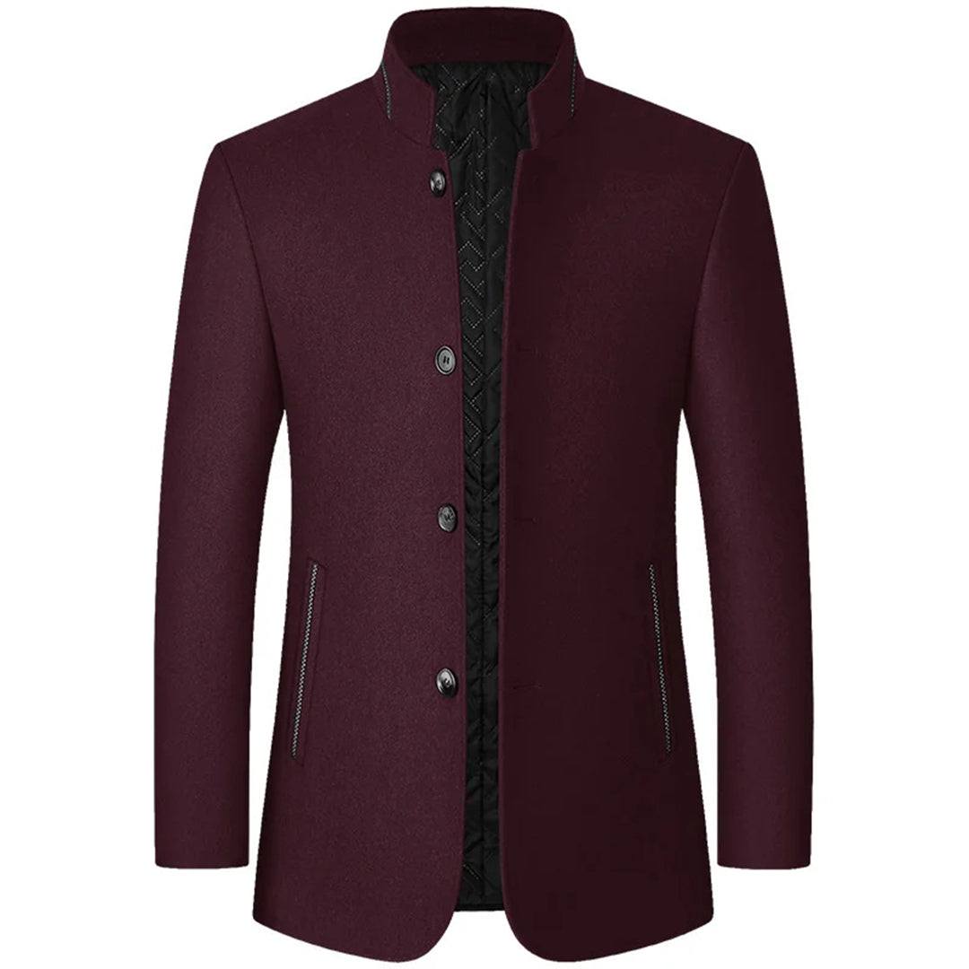 VogeLuxe | Men’s Mandarin Collar Quilted-Lining Tailored Coat 2