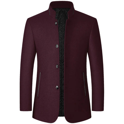 VogeLuxe | Men’s Mandarin Collar Quilted-Lining Tailored Coat 2