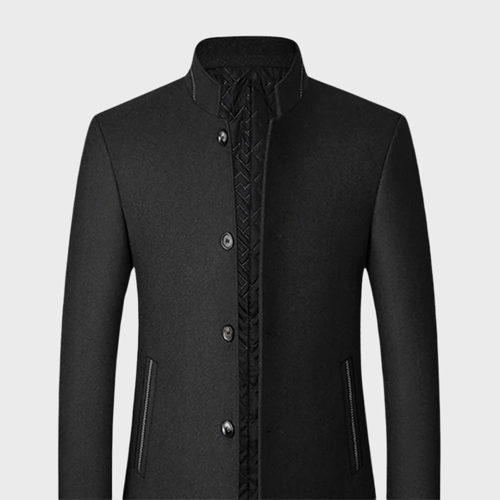 VogeLuxe | Men’s Mandarin Collar Quilted-Lining Tailored Coat 4