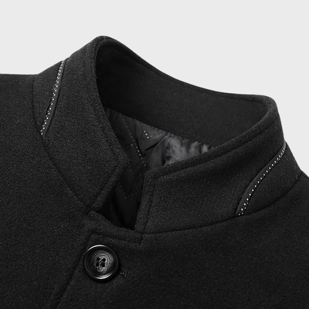 VogeLuxe | Men’s Mandarin Collar Quilted-Lining Tailored Coat 5