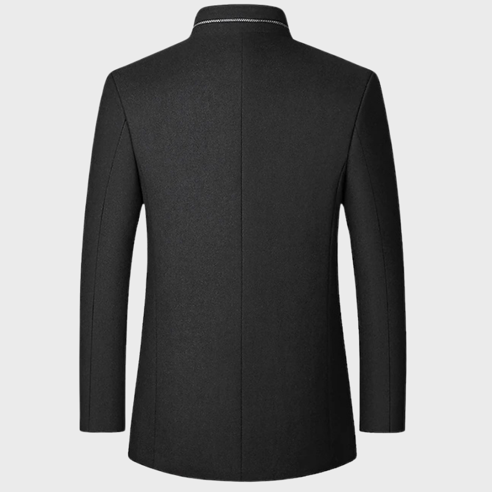 VogeLuxe | Men’s Mandarin Collar Quilted-Lining Tailored Coat 7