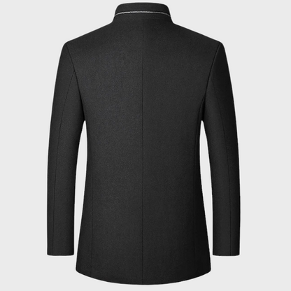 VogeLuxe | Men’s Mandarin Collar Quilted-Lining Tailored Coat 7