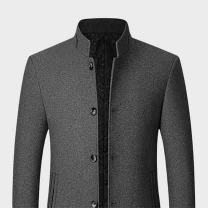 VogeLuxe | Men’s Mandarin Collar Quilted-Lining Tailored Coat 8