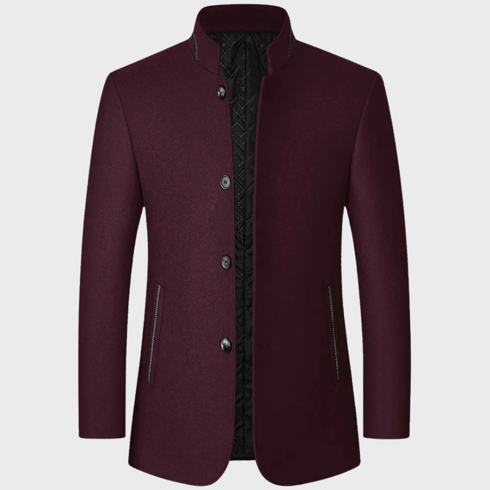 VogeLuxe | Men’s Mandarin Collar Quilted-Lining Tailored Coat 9
