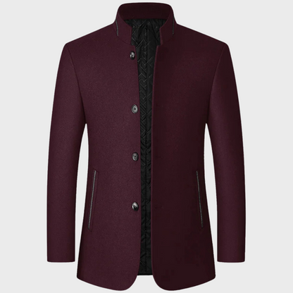 VogeLuxe | Men’s Mandarin Collar Quilted-Lining Tailored Coat 9