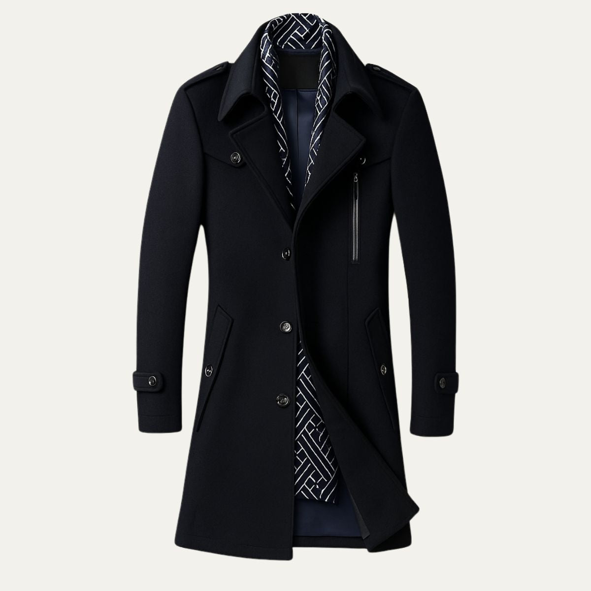 VogeLuxe | Men’s Military-Inspired Short Peacoat 1