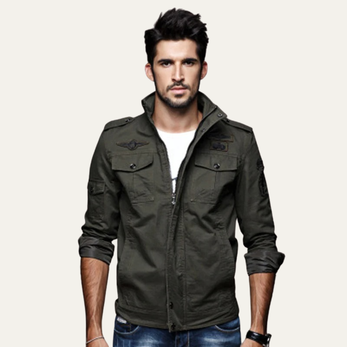 VogeLuxe | Men’s Military-Style Cotton Jacket 1