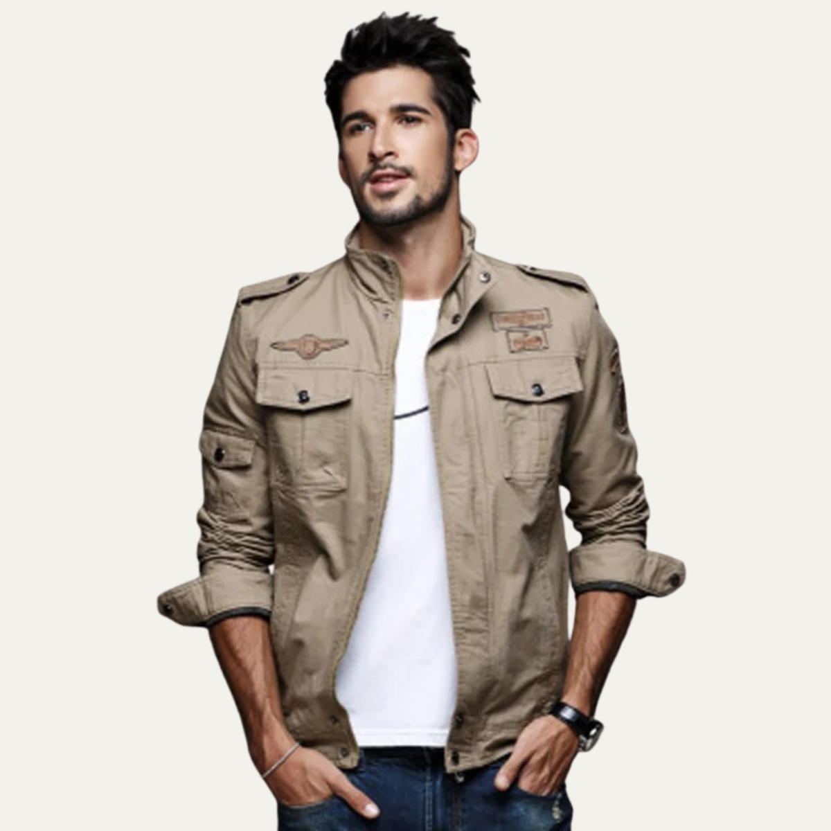 VogeLuxe | Men’s Military-Style Cotton Jacket 2