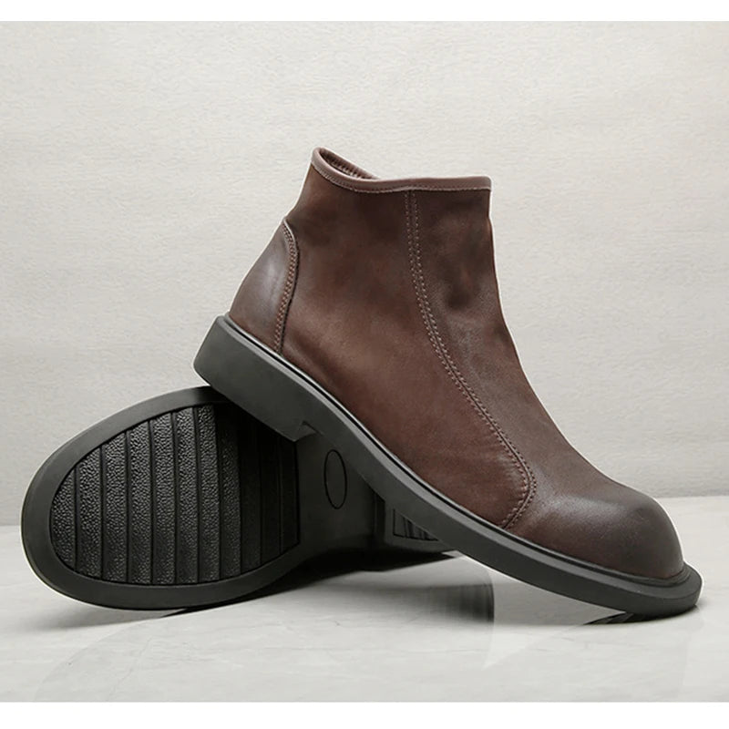 VogeLuxe | Men’s Minimalist Leather Ankle Boots 2