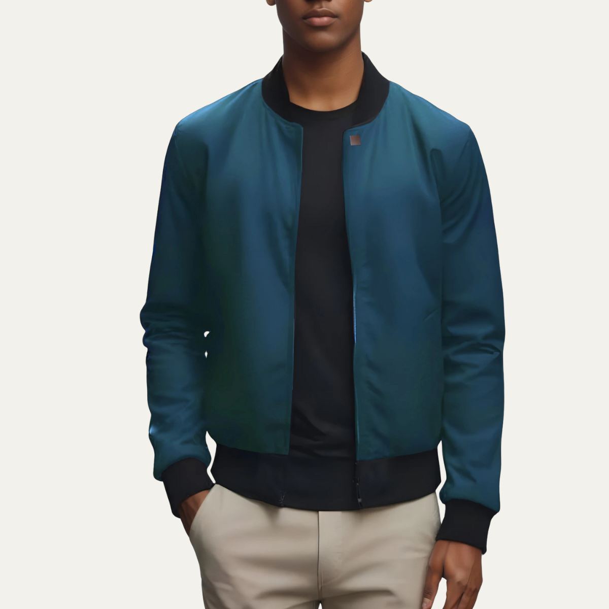VogeLuxe | Men’s Minimalist Lightweight Zip Bomber Jacket 2