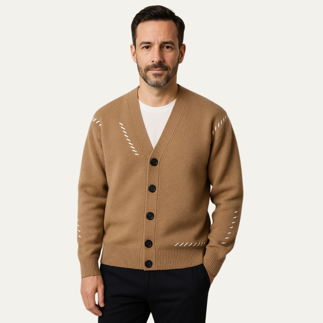 VogeLuxe | Men’s Minimalist V-Neck Cardigan 3
