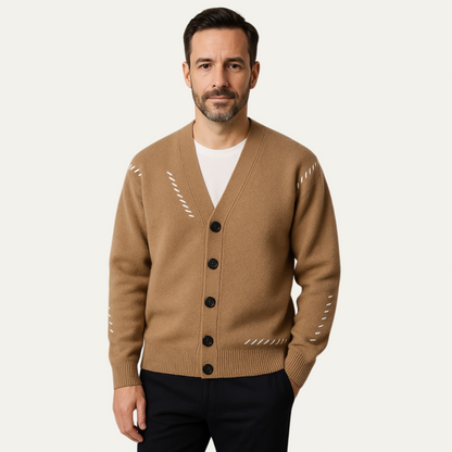 VogeLuxe | Men’s Minimalist V-Neck Cardigan 3