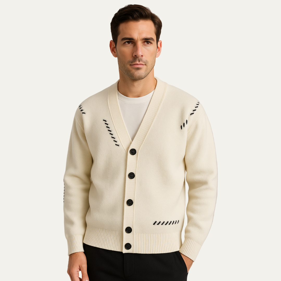 VogeLuxe | Men’s Minimalist V-Neck Cardigan 4