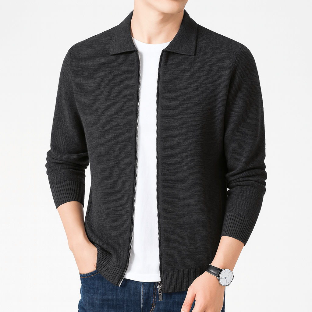 VogeLuxe | Men’s Minimalist Zip Bomber Jacket 0