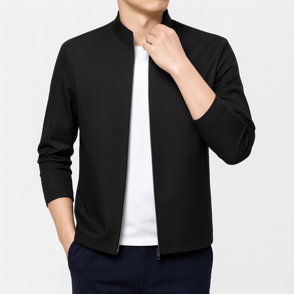 VogeLuxe | Men’s Minimalist Zip Bomber Jacket 1