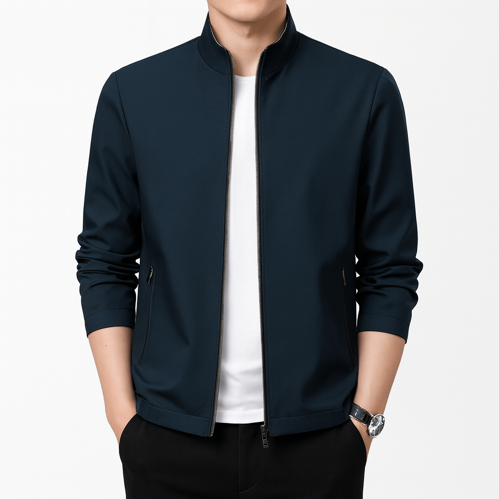 VogeLuxe | Men’s Minimalist Zip Bomber Jacket 2
