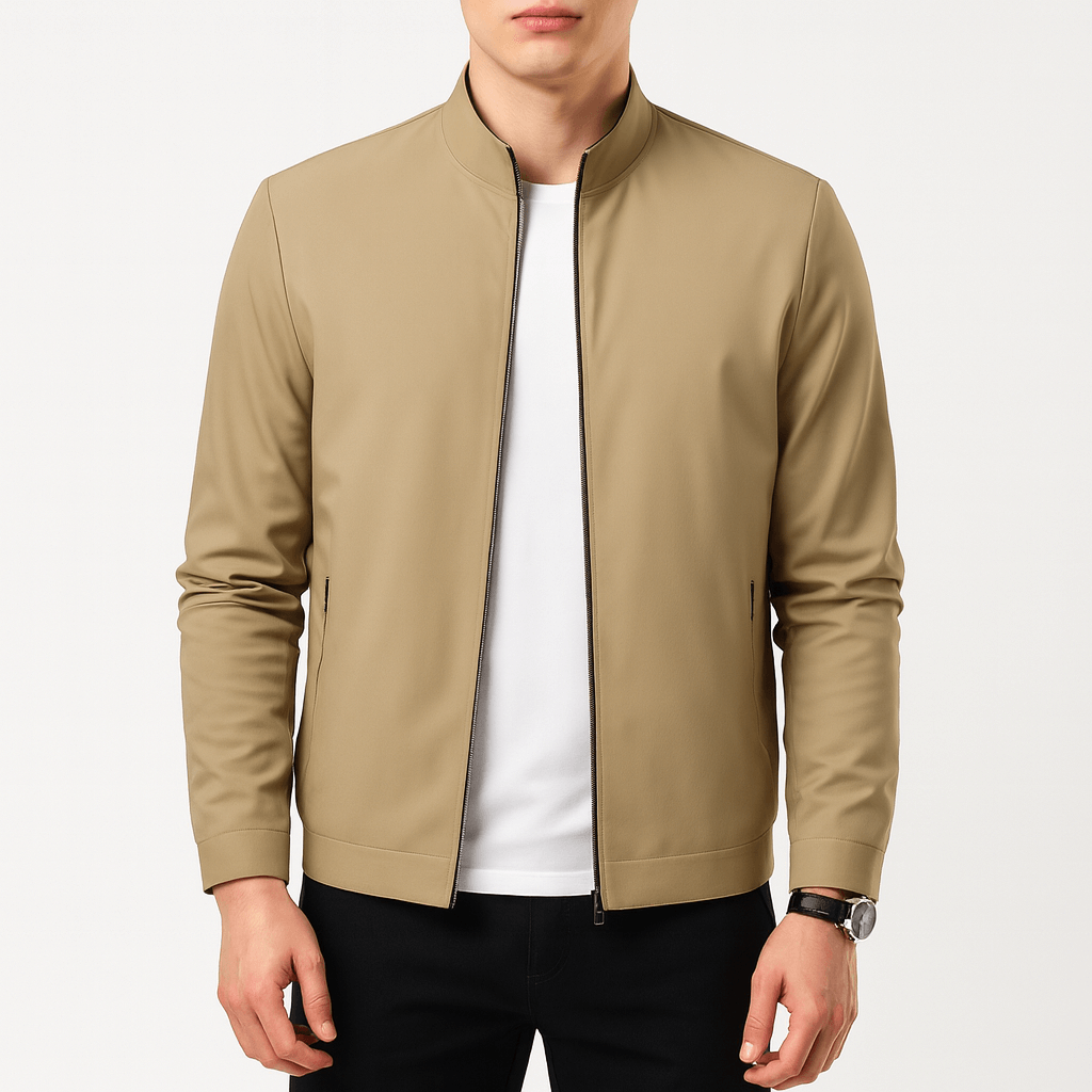 VogeLuxe | Men’s Minimalist Zip Bomber Jacket 3