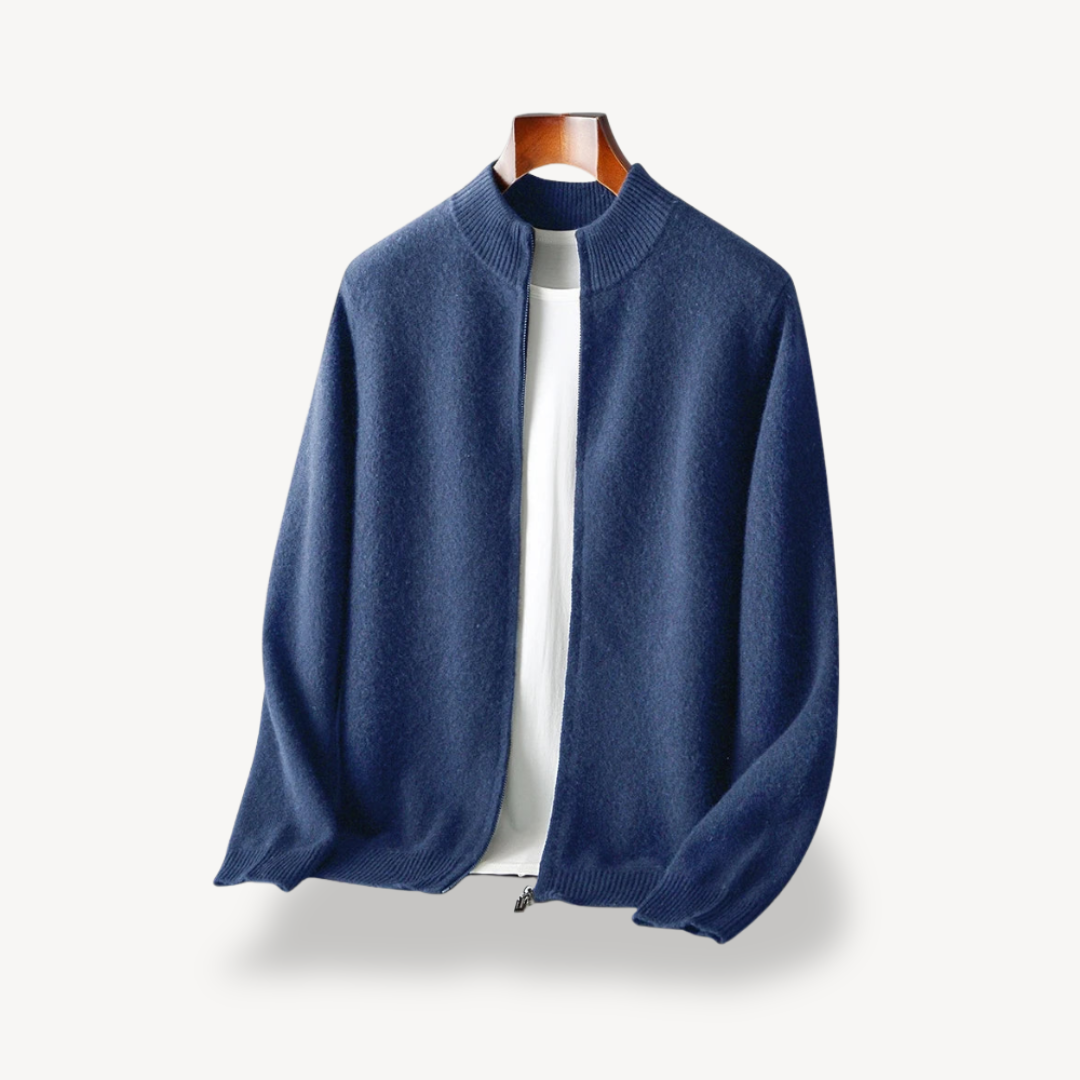 VogeLuxe | Men’s Minimalist Zip Knit Cardigan 3