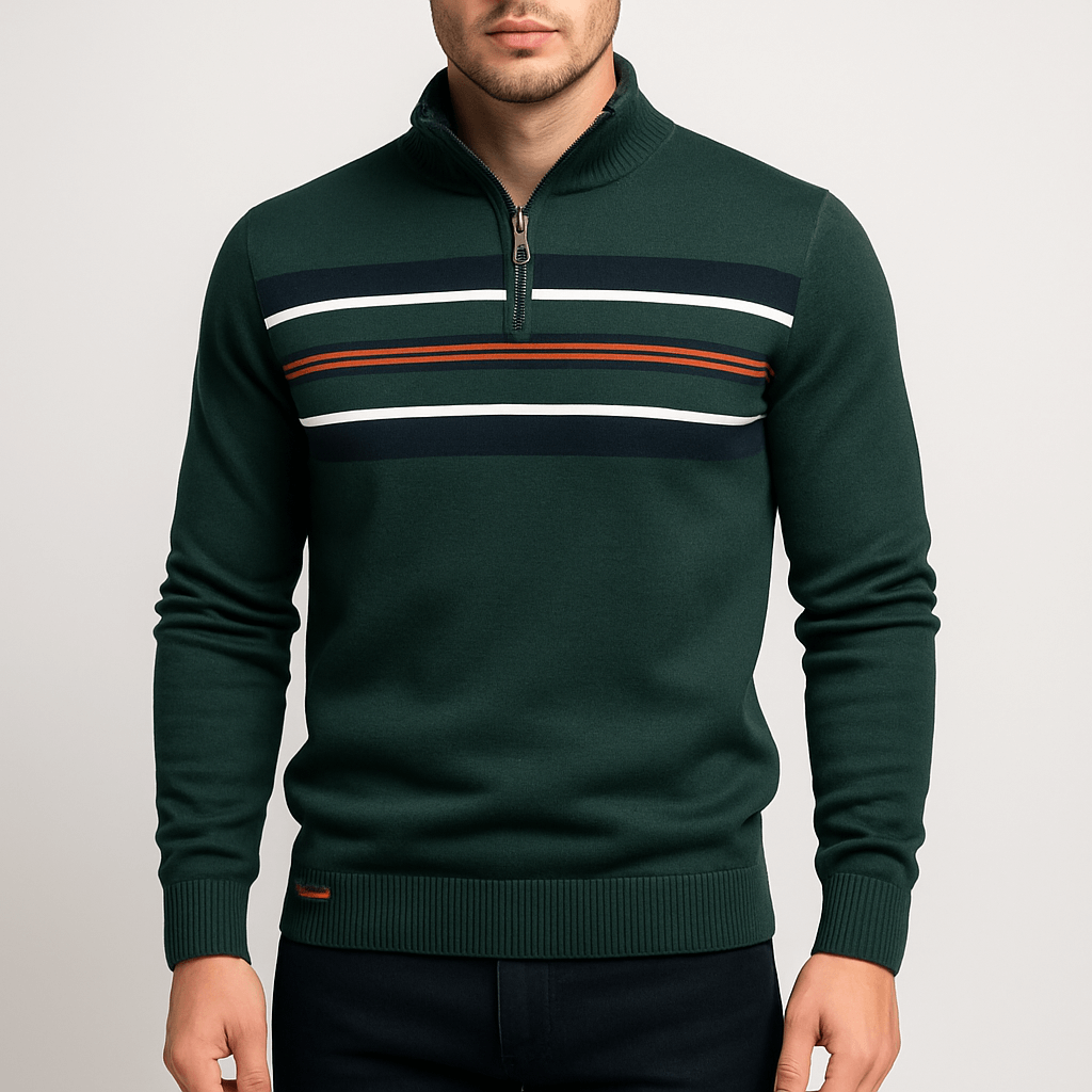 VogeLuxe | Men’s Mock Neck Ribbed Knit Pullover 0
