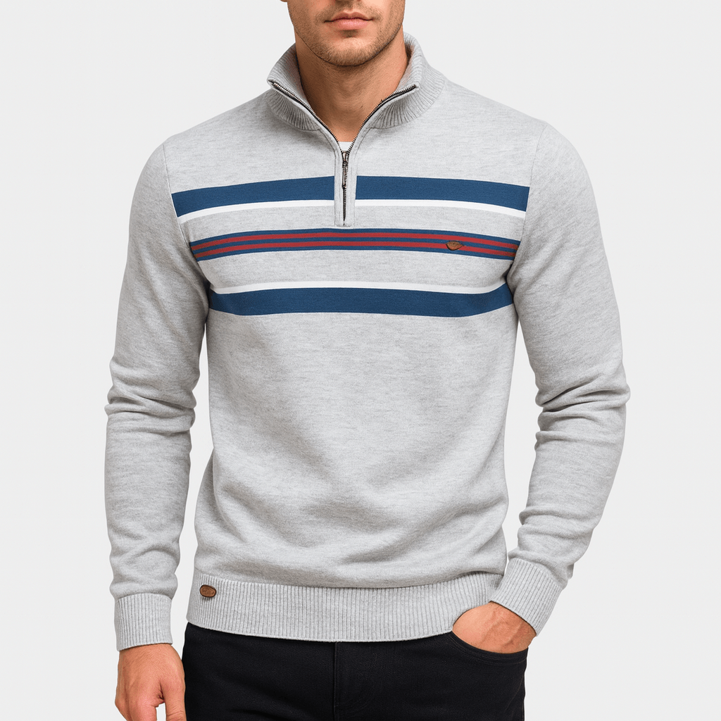 VogeLuxe | Men’s Mock Neck Ribbed Knit Pullover 1