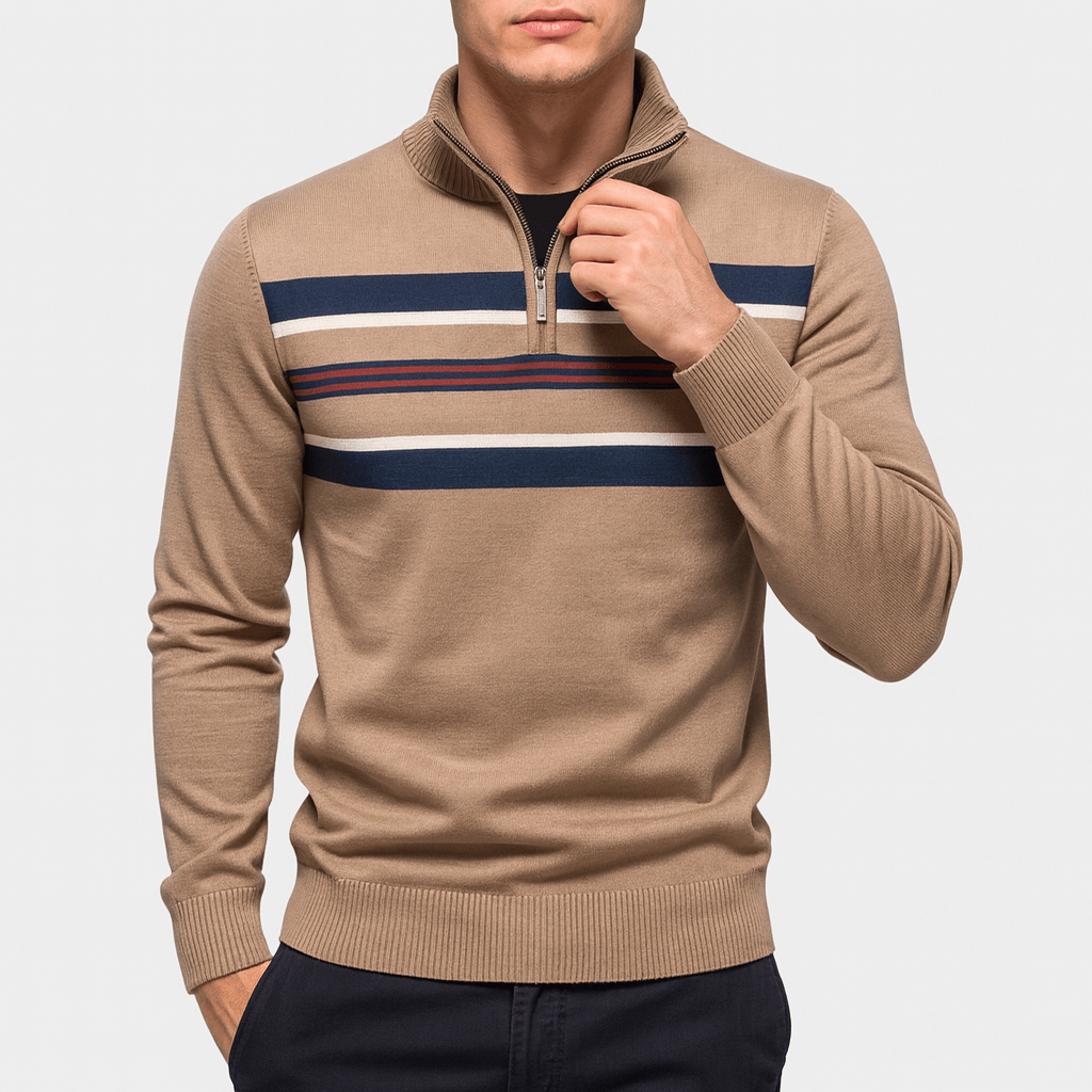 VogeLuxe | Men’s Mock Neck Ribbed Knit Pullover 2