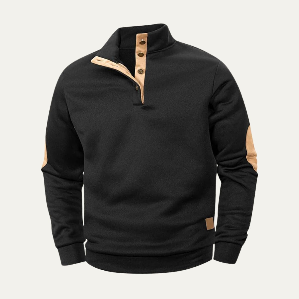 VogeLuxe | Men’s Mock Neck Suede Trim Pullover 0