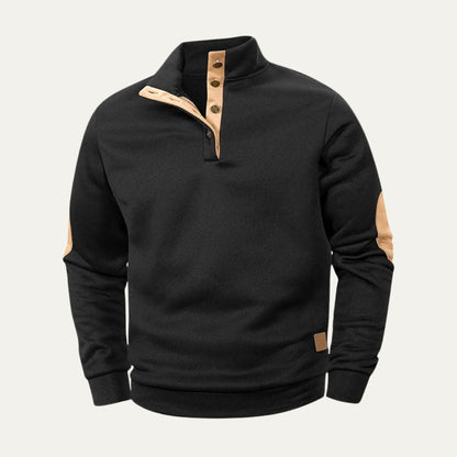 VogeLuxe | Men’s Mock Neck Suede Trim Pullover 0