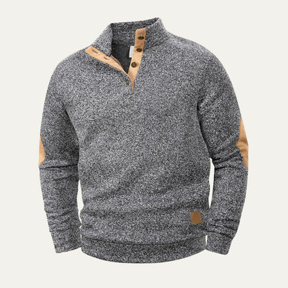 VogeLuxe | Men’s Mock Neck Suede Trim Pullover 5