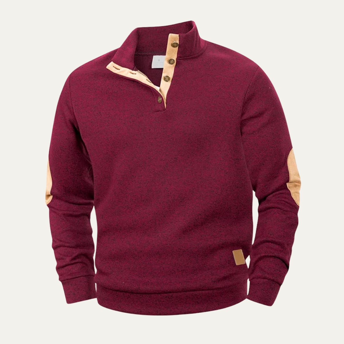 VogeLuxe | Men’s Mock Neck Suede Trim Pullover 7