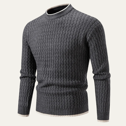 VogeLuxe | Men’s Mock Neck Wavy Textured Sweater 0
