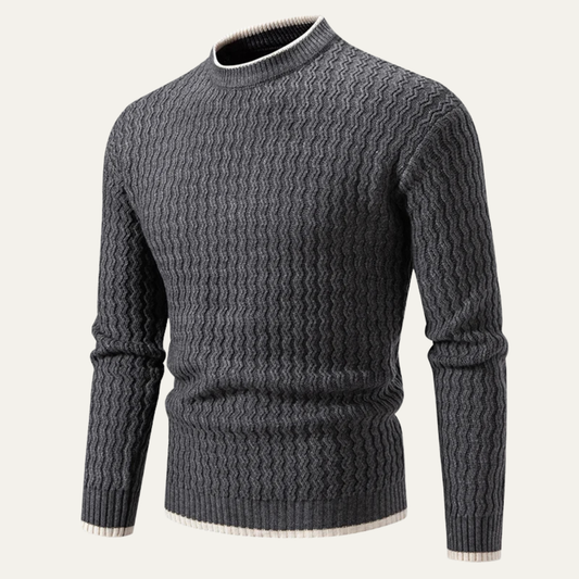 VogeLuxe | Men’s Mock Neck Wavy Textured Sweater 0