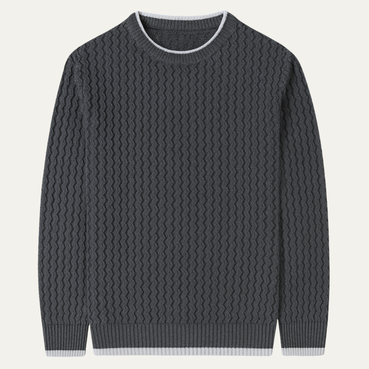 VogeLuxe | Men’s Mock Neck Wavy Textured Sweater 1